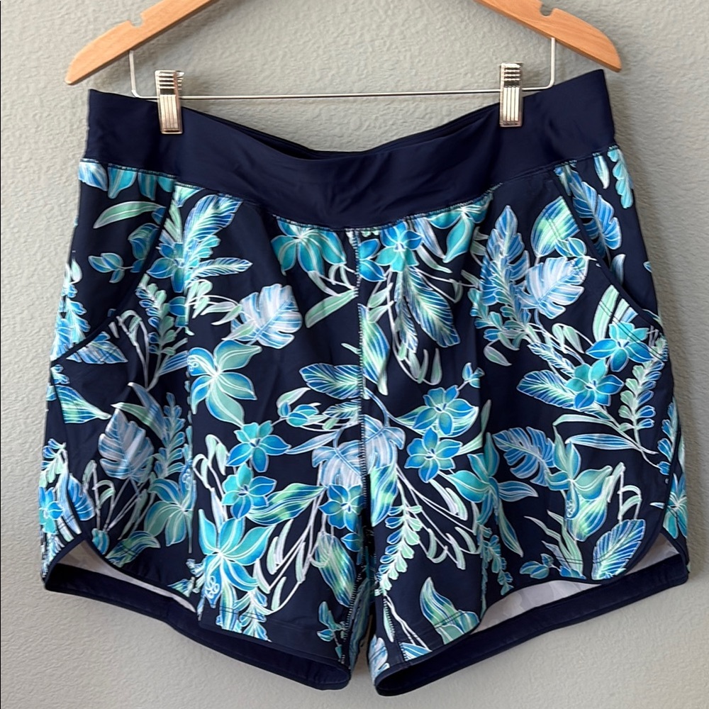 Lands’ End 18W Blue and Green Swim Shorts, not lined